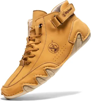 FLYLAND Women's Casual Leather Fashion Sneakers Handmade Ankle Chukka Boots Lightweight Slip-On Loafers Walking Driving Shoes