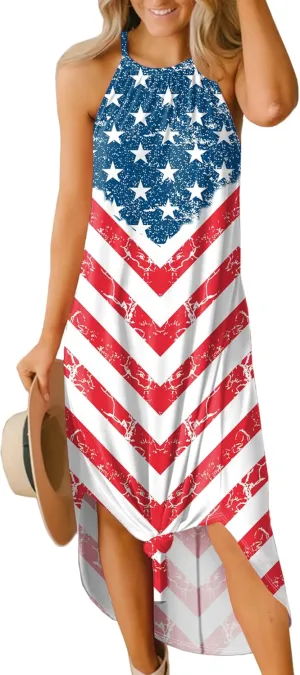For G and PL Women's Summer Casual Halter Side Slit Long Maxi Beach Dress Vacation Resort Sundress