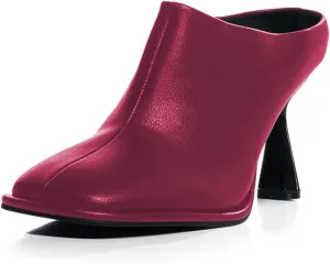 FOWT Women Graceful Closed Square Toe Slip On Mules High Heel Backless Summer Casual Dress Slipper Shoes Size 4-16 US