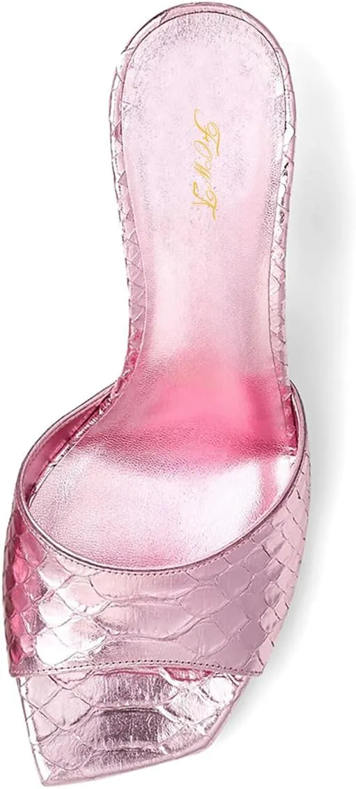 FOWT Women Graceful Peep Toe Crystal Chunky Low Heel Mules Slip On Comfortable Ladies Party Dress Casual Shoes Size 4-16 US