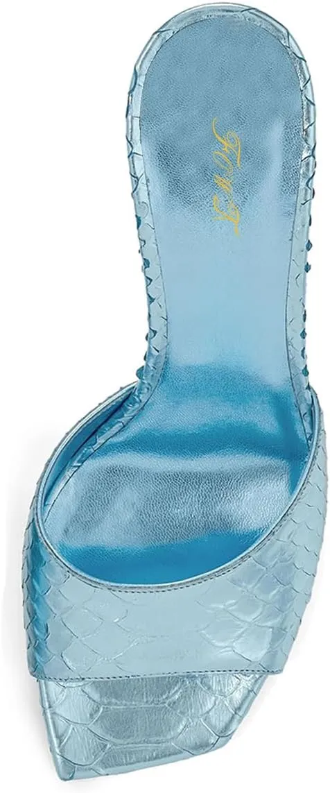 FOWT Women Graceful Peep Toe Crystal Chunky Low Heel Mules Slip On Comfortable Ladies Party Dress Casual Shoes Size 4-16 US