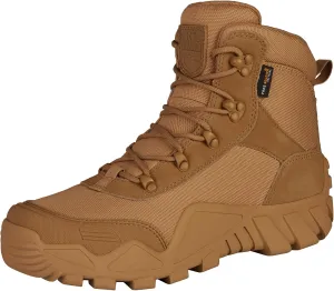 FREE SOLDIER Men's Waterproof Hiking Boots Tactical Work Boots Outdoor Lightweight Military Boots(Brown, US 12)