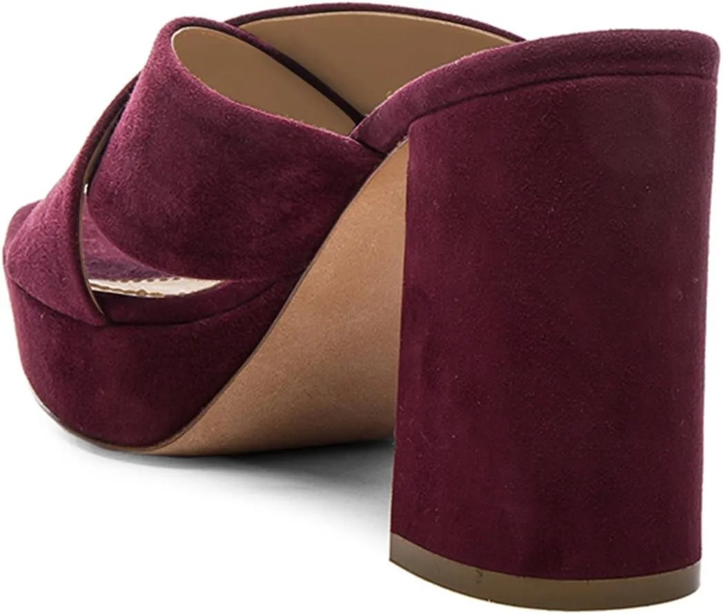 FSJ Women Chic Open Toe Platform Chunky High Heel Mules Sandals Crossover Strap Slide Shoes Size 4-15 US