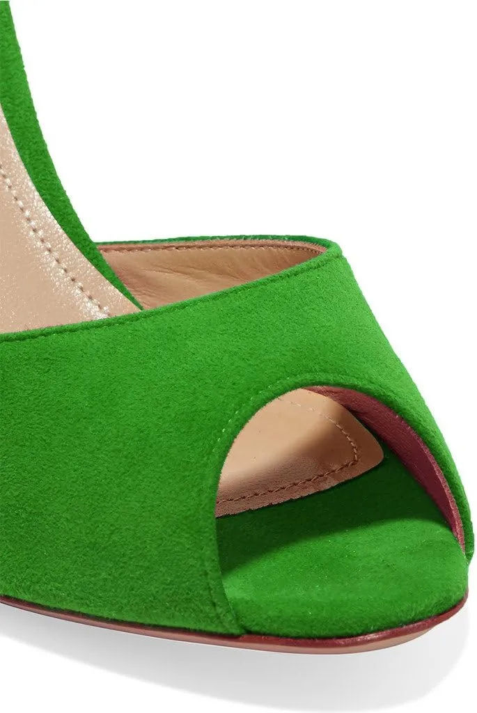 FSJ Women Comfort Low Kitten Heel Sandals Mules Peep Toe Slide Slip On Summer Slide Dress Pump Shoes 4-15 M US