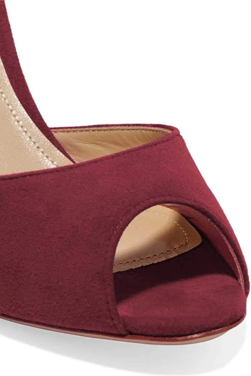 FSJ Women Comfort Low Kitten Heel Sandals Mules Peep Toe Slide Slip On Summer Slide Dress Pump Shoes 4-15 M US