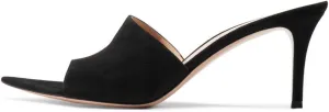 FSJ Women Fashion Mid High Heels Sandals Suede Slip on Open Toe Mules Sexy Summer Casual Slide Shoes Size 4-15 US