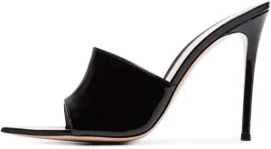 FSJ Women Fashion Mid High Heels Sandals Suede Slip on Open Toe Mules Sexy Summer Casual Slide Shoes Size 4-15 US