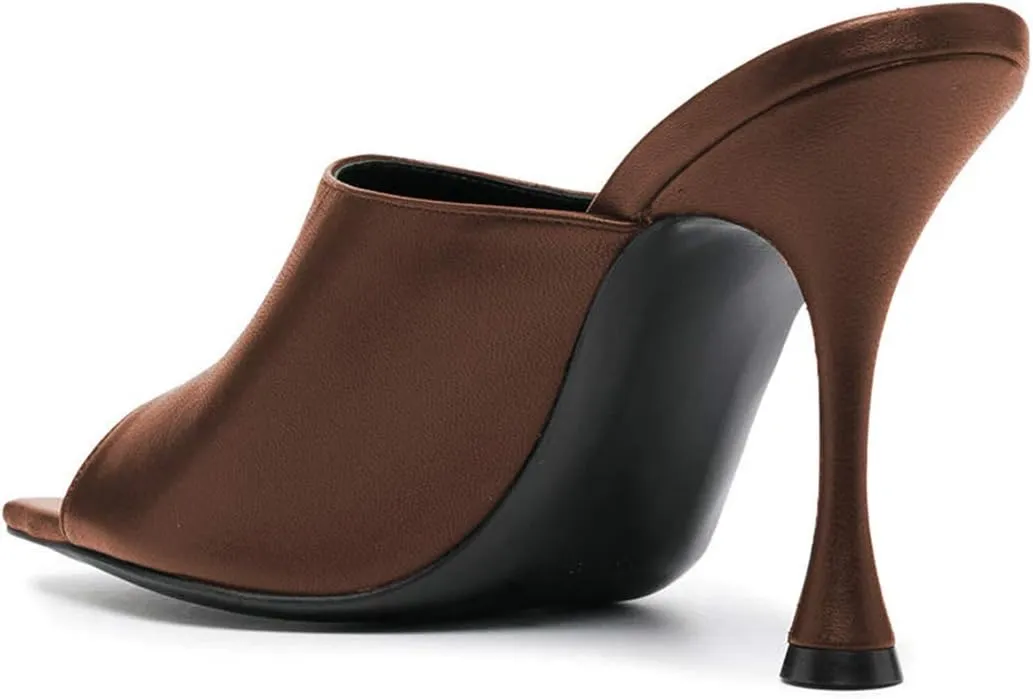 FSJ Women Fashion Spool Heel Mules Squared Open Toe Comfortable Slip On Mid High Heels Sandals Casual Evening Party Shoes Size 4-15 US
