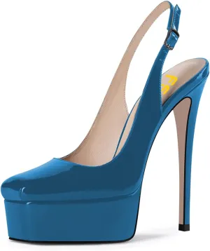 FSJ Women Graceful Closed Toe Stiletto High Heel Platform Sandals Slip On Slingback Dress Shoes Size 4-15 US