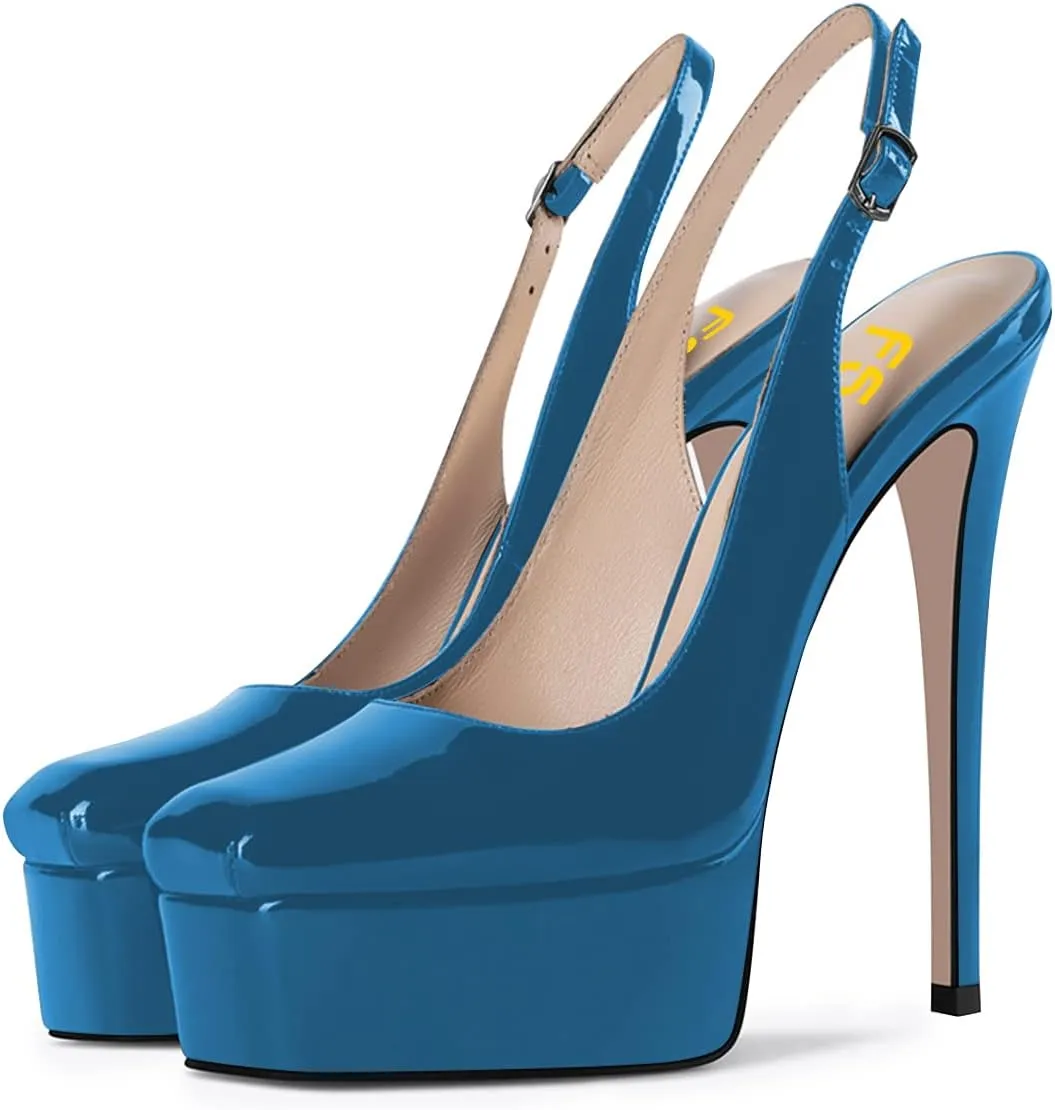 FSJ Women Graceful Closed Toe Stiletto High Heel Platform Sandals Slip On Slingback Dress Shoes Size 4-15 US