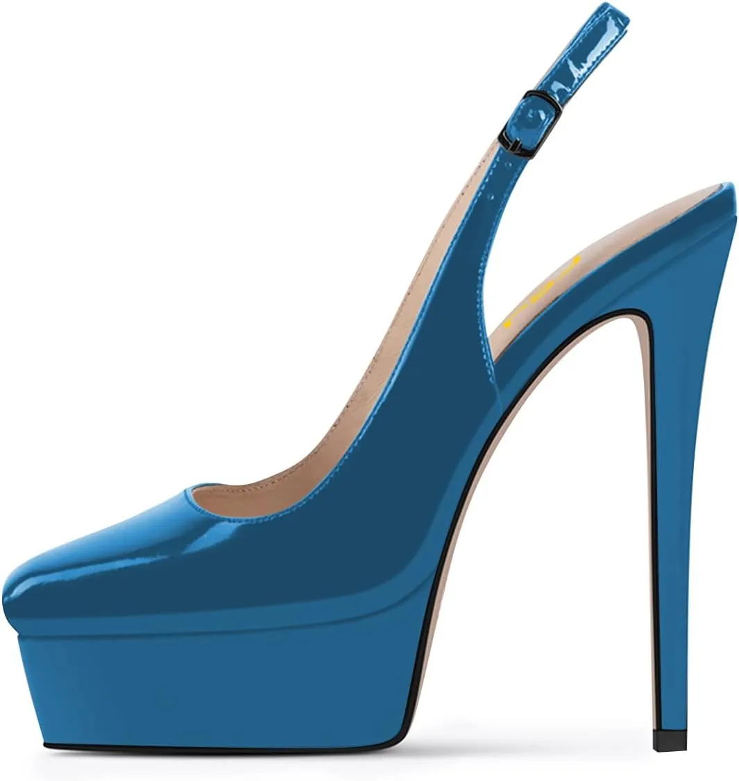 FSJ Women Graceful Closed Toe Stiletto High Heel Platform Sandals Slip On Slingback Dress Shoes Size 4-15 US