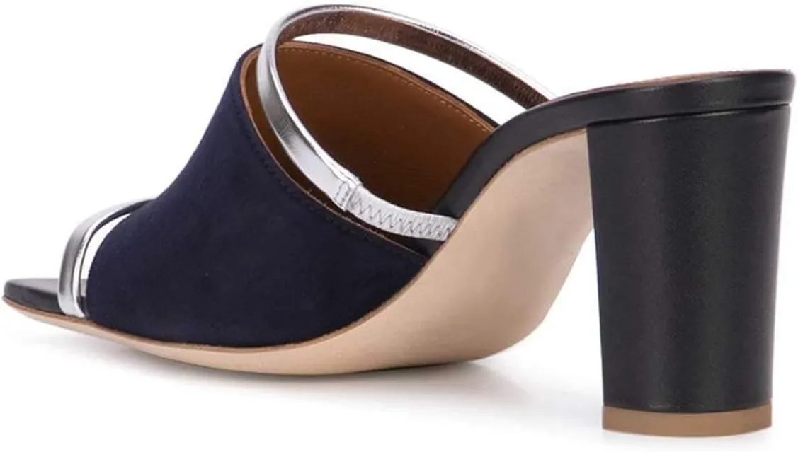FSJ Women Open Peep Toe High Heel Slide Sandals Backless Slip on Clog Mules Gold Band Casual Shoes Size 4-15 US