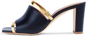 FSJ Women Open Peep Toe High Heel Slide Sandals Backless Slip on Clog Mules Gold Band Casual Shoes Size 4-15 US
