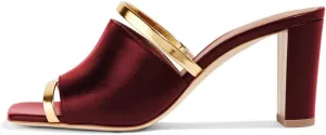 FSJ Women Open Peep Toe High Heel Slide Sandals Backless Slip on Clog Mules Gold Band Casual Shoes Size 4-15 US
