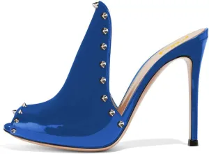 FSJ Women Pointed Toe Slide Mule Sandal Slippers Stiletto High Heels Loafers Slip on Backless Shoes 4-15 M US