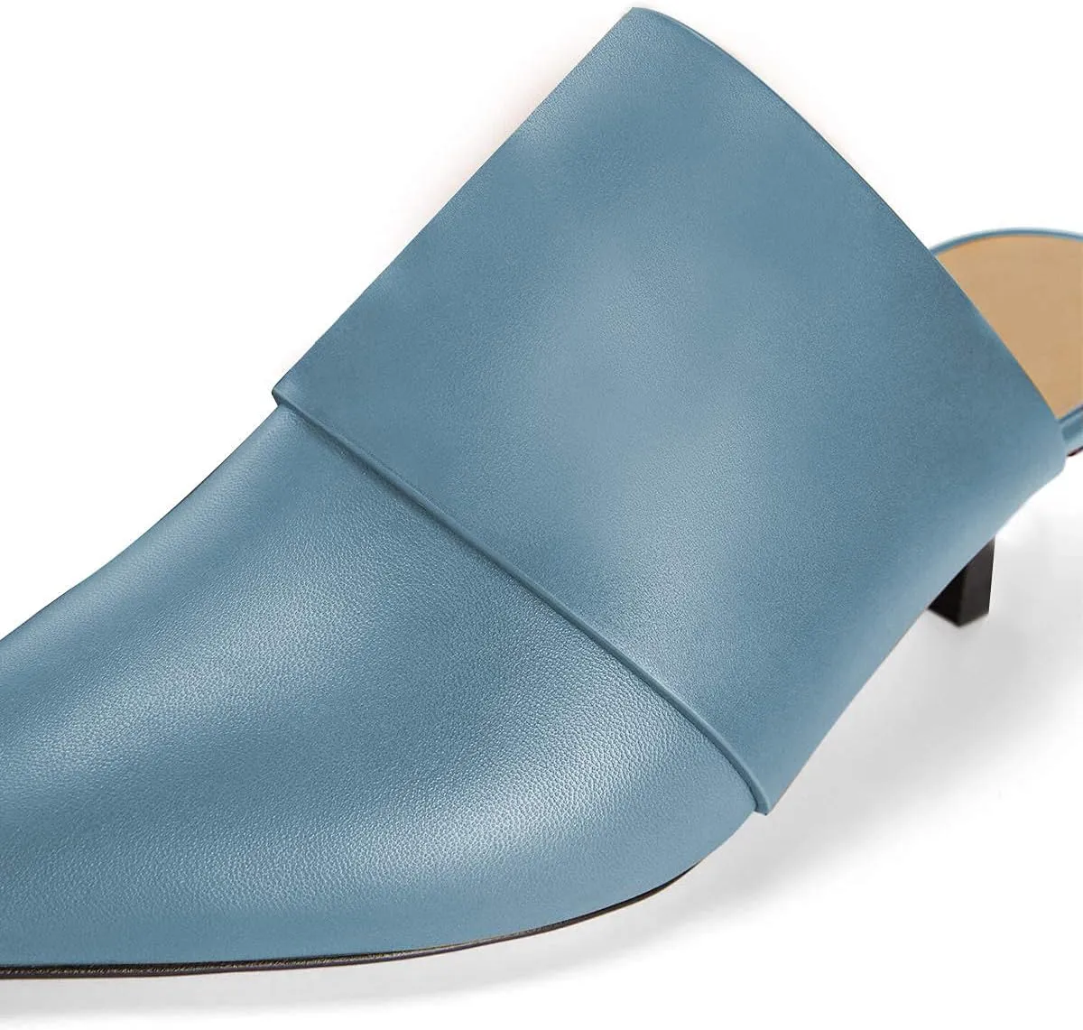 FSJ Women Vintage Slip on Pumps Mules Slide Slipper Pointed Closed Toe Kitten Low Heel Sandals Ladies Girls Evening Party Classic Dress Shoes Size 4-15 US