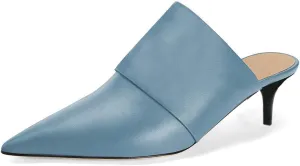 FSJ Women Vintage Slip on Pumps Mules Slide Slipper Pointed Closed Toe Kitten Low Heel Sandals Ladies Girls Evening Party Classic Dress Shoes Size 4-15 US