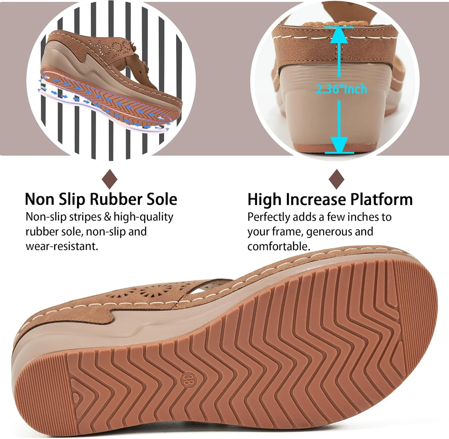 FUDYNMALC Womens Sandals Wedge Shoes: Summer Dressy Woman Platform Flip Flops Comfortable Casual Dress Wedding Wedges Footwear Ladies