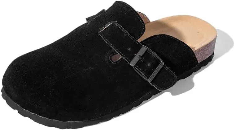 Full Range of Sizes Women's and Men's Cork Suede Clogs and Mules,Soft Leather Sandal,House Slipper,Skin-Friendly Footbed,Adjustable Buckle,Arch Support,Pink 6