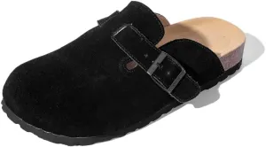 Full Range of Sizes Women's and Men's Cork Suede Clogs and Mules,Soft Leather Sandal,House Slipper,Skin-Friendly Footbed,Adjustable Buckle,Arch Support,Pink 6