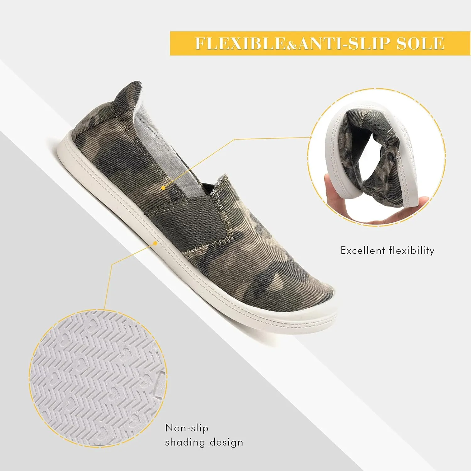 FUNKYMONKEY Shoes for Women, Comfort Low Top Canvas Slip On Sneakers Classic Casual Walking Shoes