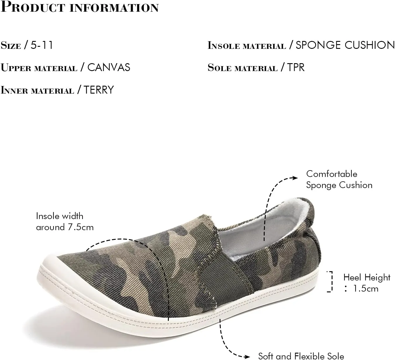 FUNKYMONKEY Shoes for Women, Comfort Low Top Canvas Slip On Sneakers Classic Casual Walking Shoes
