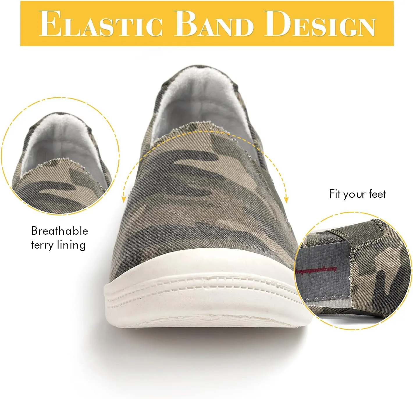FUNKYMONKEY Shoes for Women, Comfort Low Top Canvas Slip On Sneakers Classic Casual Walking Shoes