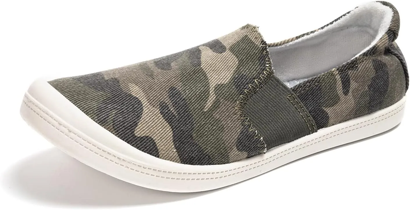 FUNKYMONKEY Shoes for Women, Comfort Low Top Canvas Slip On Sneakers Classic Casual Walking Shoes