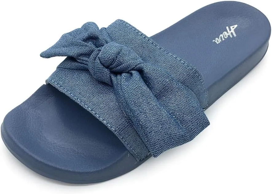 FUNKYMONKEY Women's Slides Sandals Bowknot Beach Casual Comfort Slippers