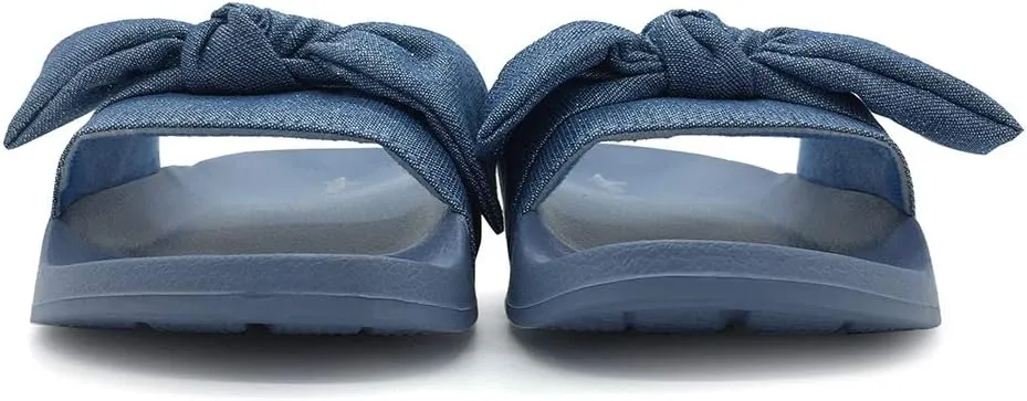 FUNKYMONKEY Women's Slides Sandals Bowknot Beach Casual Comfort Slippers