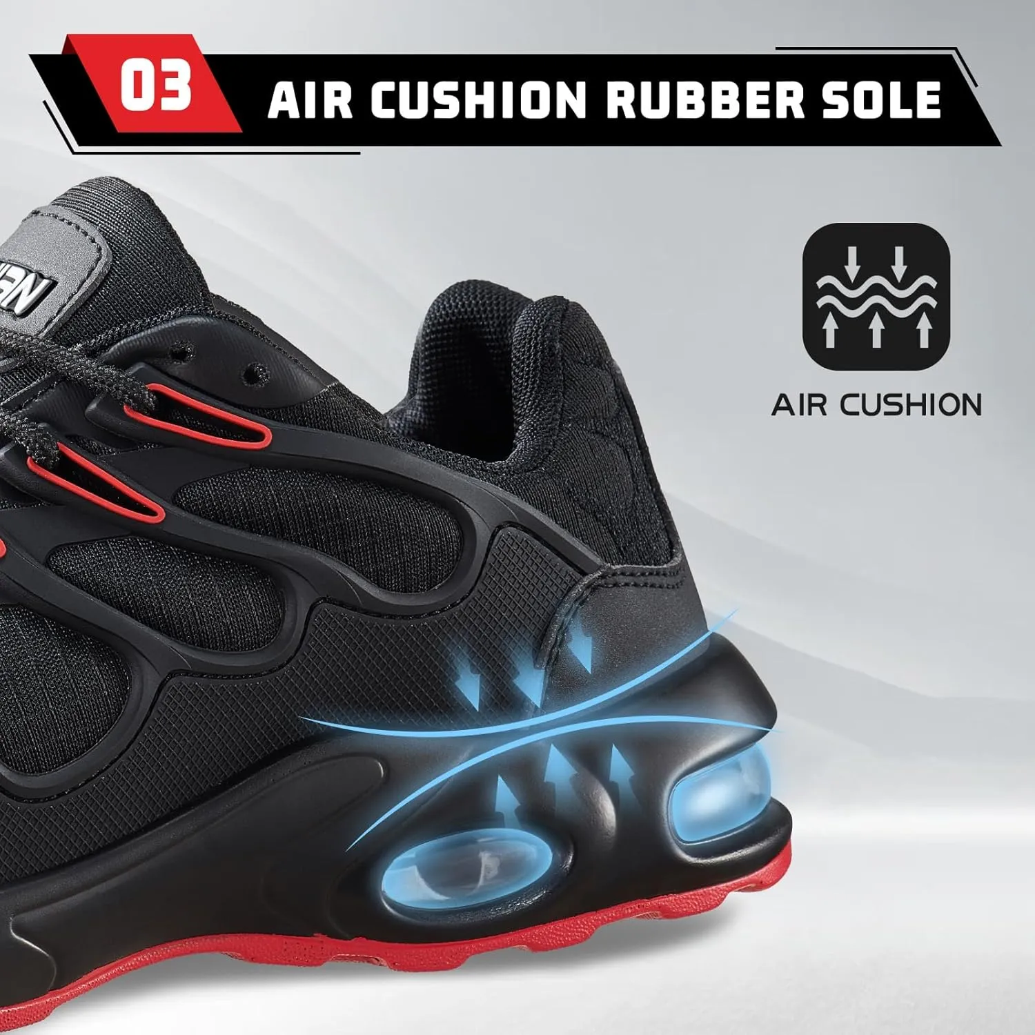 Furuian Steel Toe Shoes for Men Women Air Cushion Indestructible Steel Toe Sneakers Comfortable Safety Shoes Mens Work Shoes