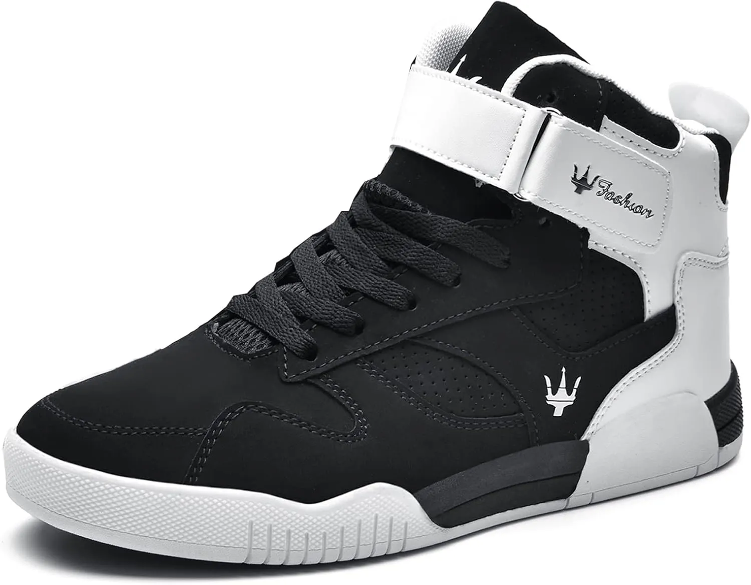 FZUU Men's Fashion High Top Leather Street Sneakers Sports Casual Shoes