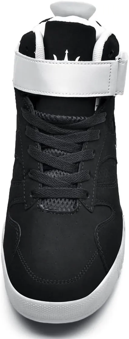 FZUU Men's Fashion High Top Leather Street Sneakers Sports Casual Shoes