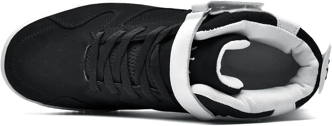 FZUU Men's Fashion High Top Leather Street Sneakers Sports Casual Shoes
