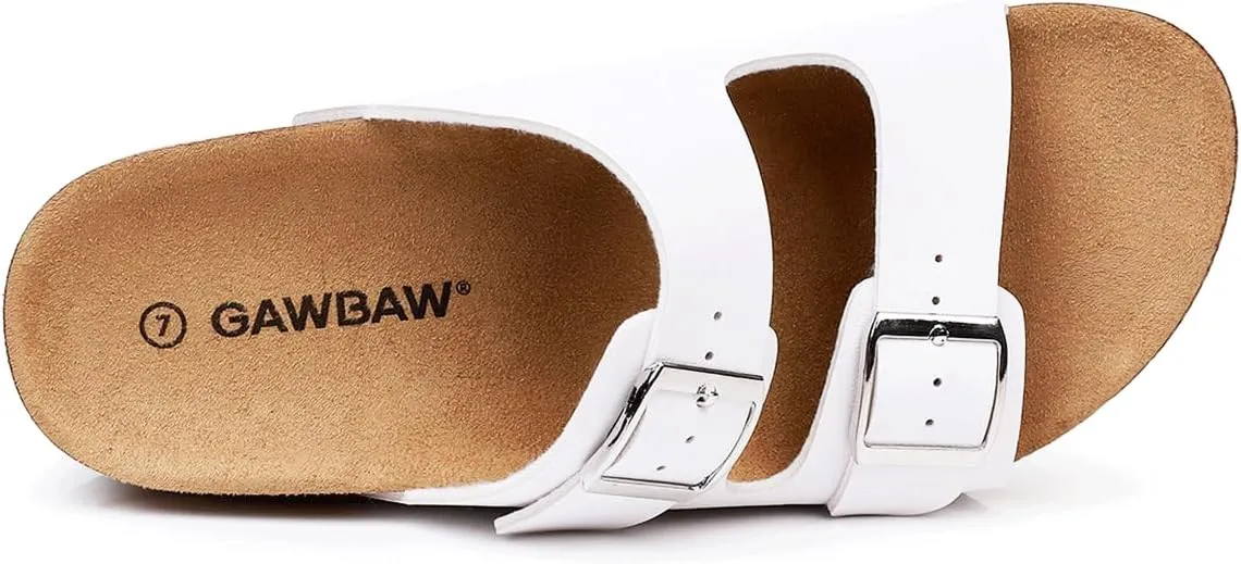 GAWBAW Women's Summer Platform Sandals With Two Straps Comfortable Arch Support Beach Slide Sandals Cork Footbed Flatform Sandals For Women