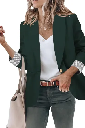 Genhoo Blazer Jackets for Women Open Front Long Sleeve Work Office Casual Blazers with Pockets S-2XL