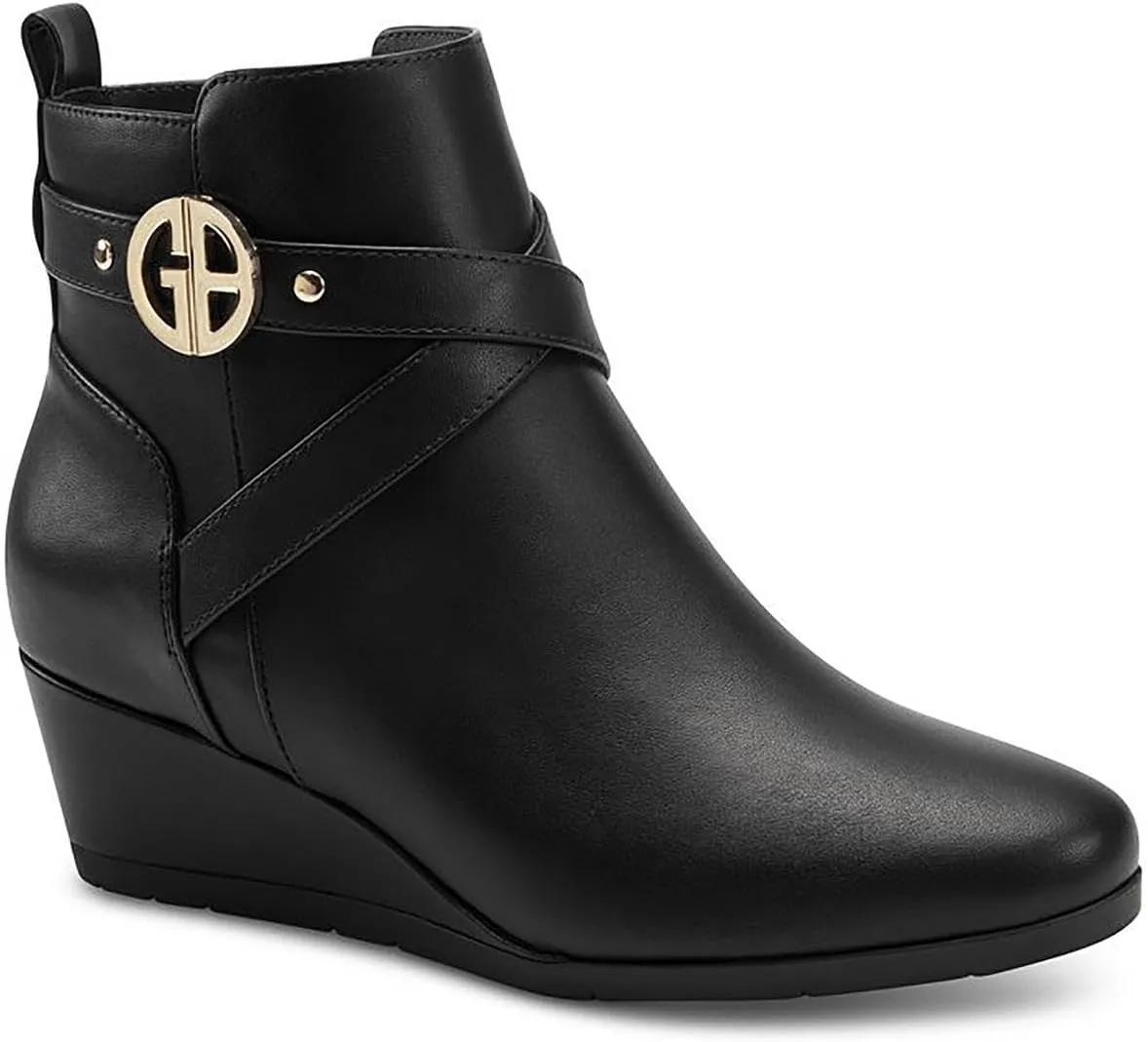 Giani Bernini Womens Cherie Faux Leather Ankle Boots Black 6 Medium (B,M)