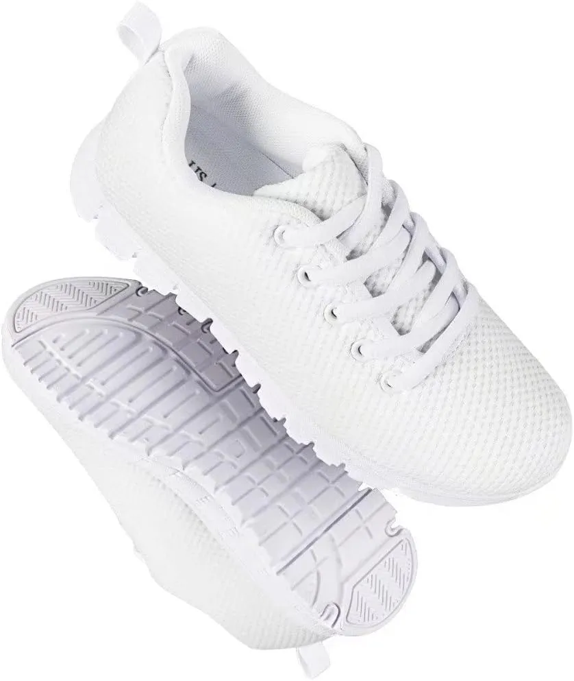 GIFTPUZZ Kids Breathable Running Sneakers Lightweight Athletic Lace Up Sports Comfort Flats Shoes