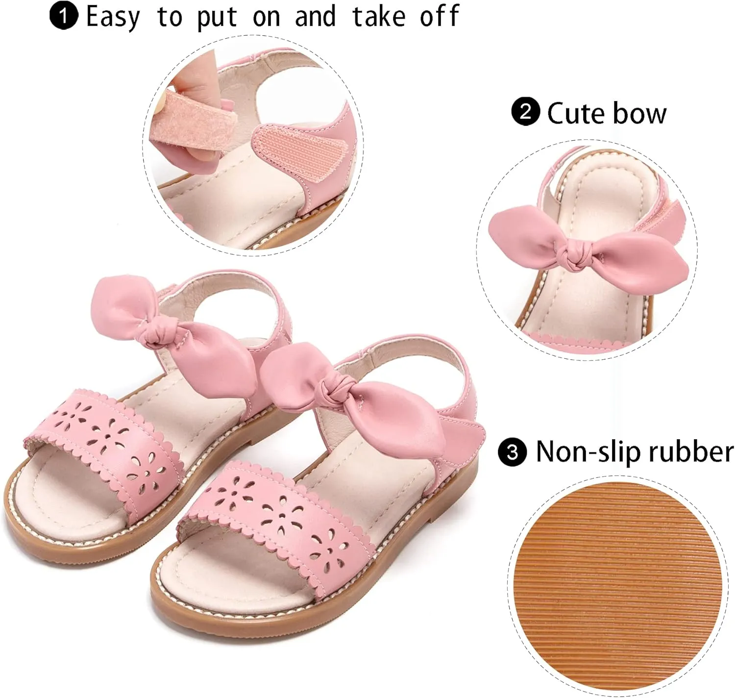 GINFIVE Toddler Girls Sandals Little Girls Kids Summer Shoes Toddler Sandals