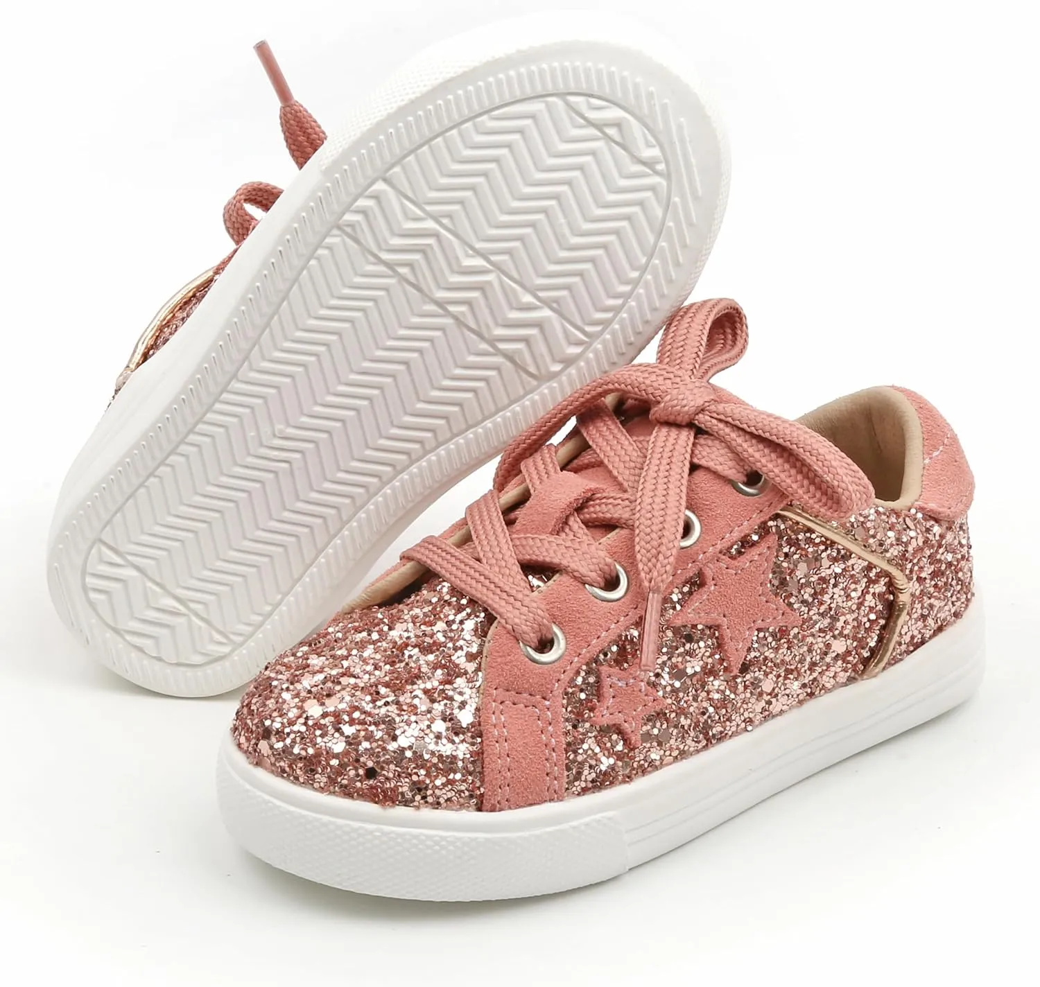 GINFIVE Toddler Girls Sneakers Little Girls Slip On Shoes Glitter Sneakers Todder