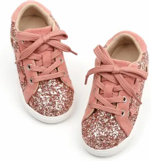 GINFIVE Toddler Girls Sneakers Little Girls Slip On Shoes Glitter Sneakers Todder
