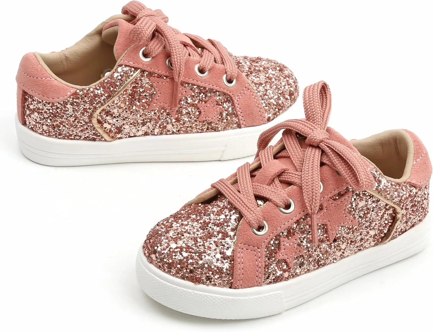 GINFIVE Toddler Girls Sneakers Little Girls Slip On Shoes Glitter Sneakers Todder
