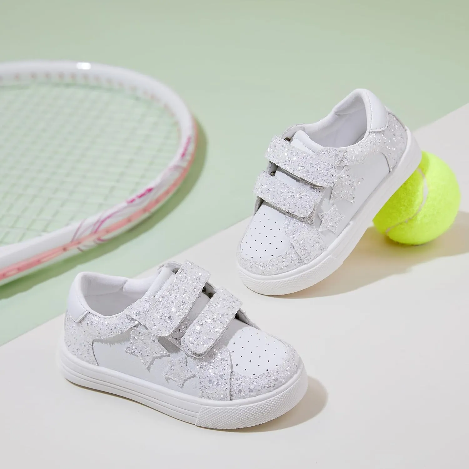 GINFIVE Toddler Girls Sneakers Little Girls Slip On Shoes School Sneakers Toddler