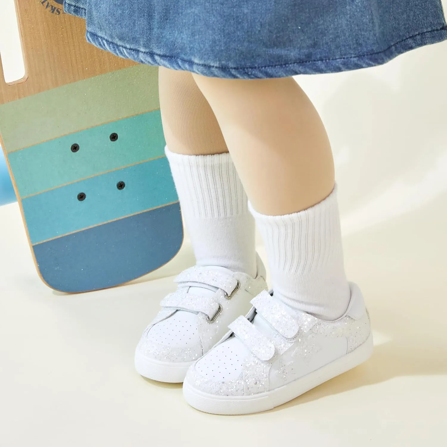 GINFIVE Toddler Girls Sneakers Little Girls Slip On Shoes School Sneakers Toddler