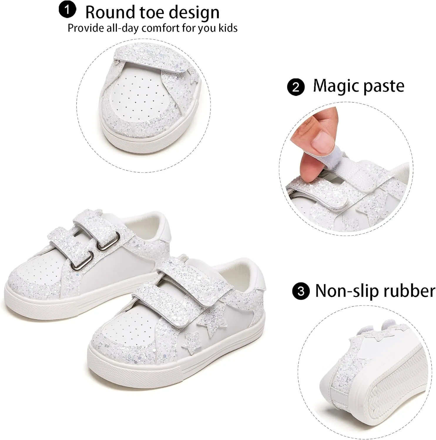 GINFIVE Toddler Girls Sneakers Little Girls Slip On Shoes School Sneakers Toddler