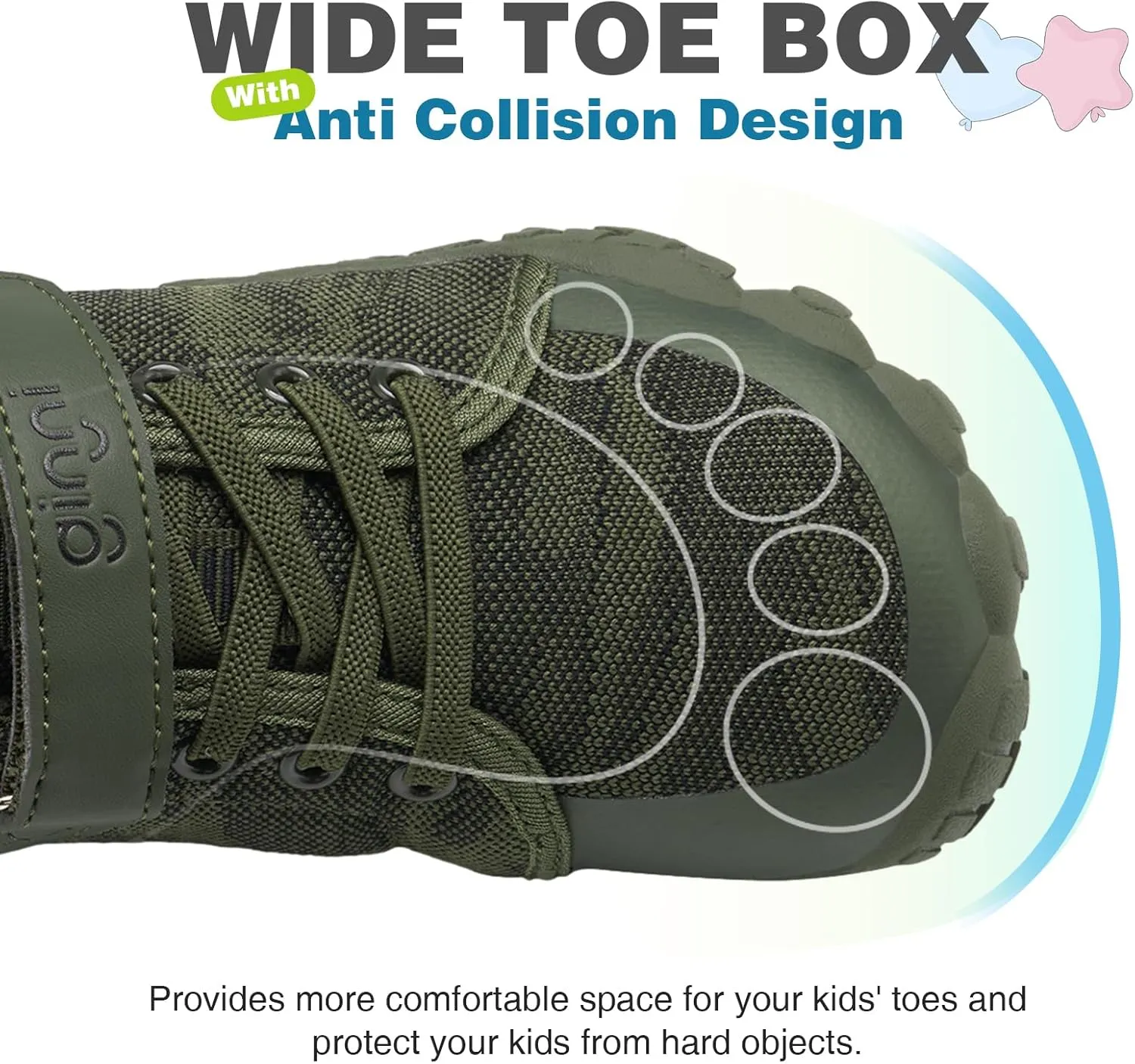 GINNI Boys Girls Barefoot Shoes - Lightweight Walking Running Athletic Sneakers, Breathable Zero Drop, Naturally Splay Wide Toe Box for Toddler, Little and Big Kids