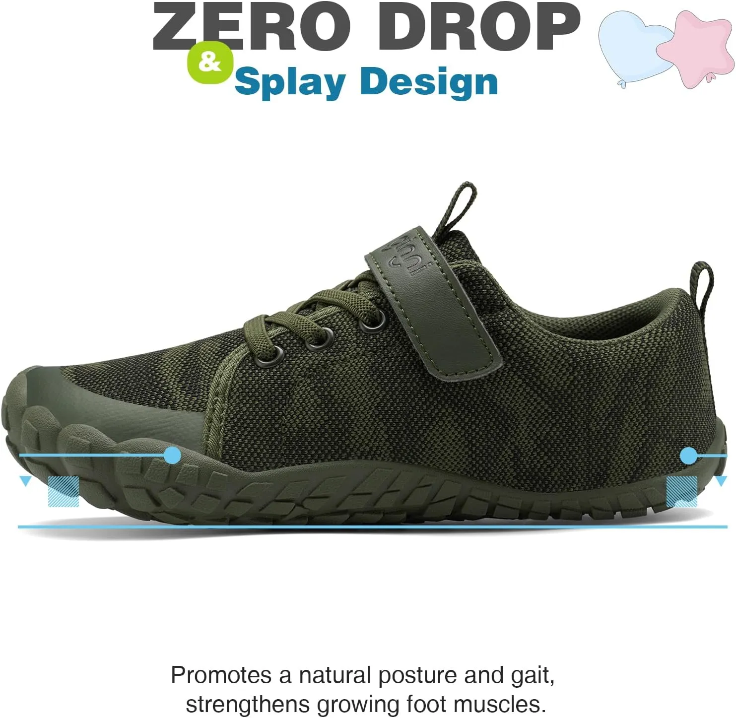 GINNI Boys Girls Barefoot Shoes - Lightweight Walking Running Athletic Sneakers, Breathable Zero Drop, Naturally Splay Wide Toe Box for Toddler, Little and Big Kids