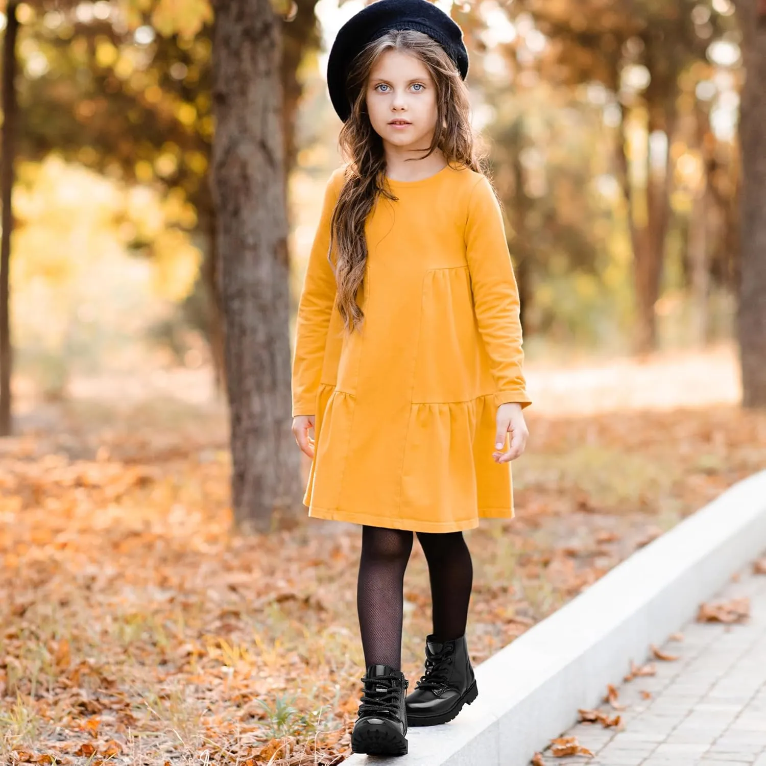 Girls Dress Boots Waterproof Combat Boots Lace Up Side Zipper Patent Ankle Booties for Toddler/Little Kid