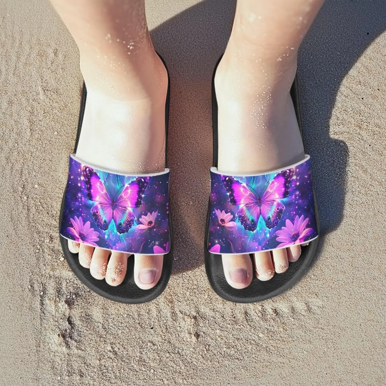Girls Slide Sandals Non-Slip Shower Shoes for Little Kids Beach Sandals