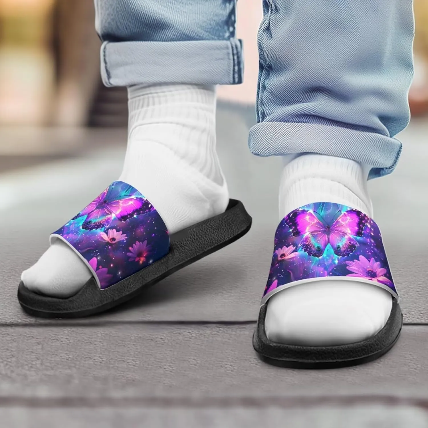 Girls Slide Sandals Non-Slip Shower Shoes for Little Kids Beach Sandals
